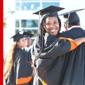 young woman smiling in graduation robes, blog header