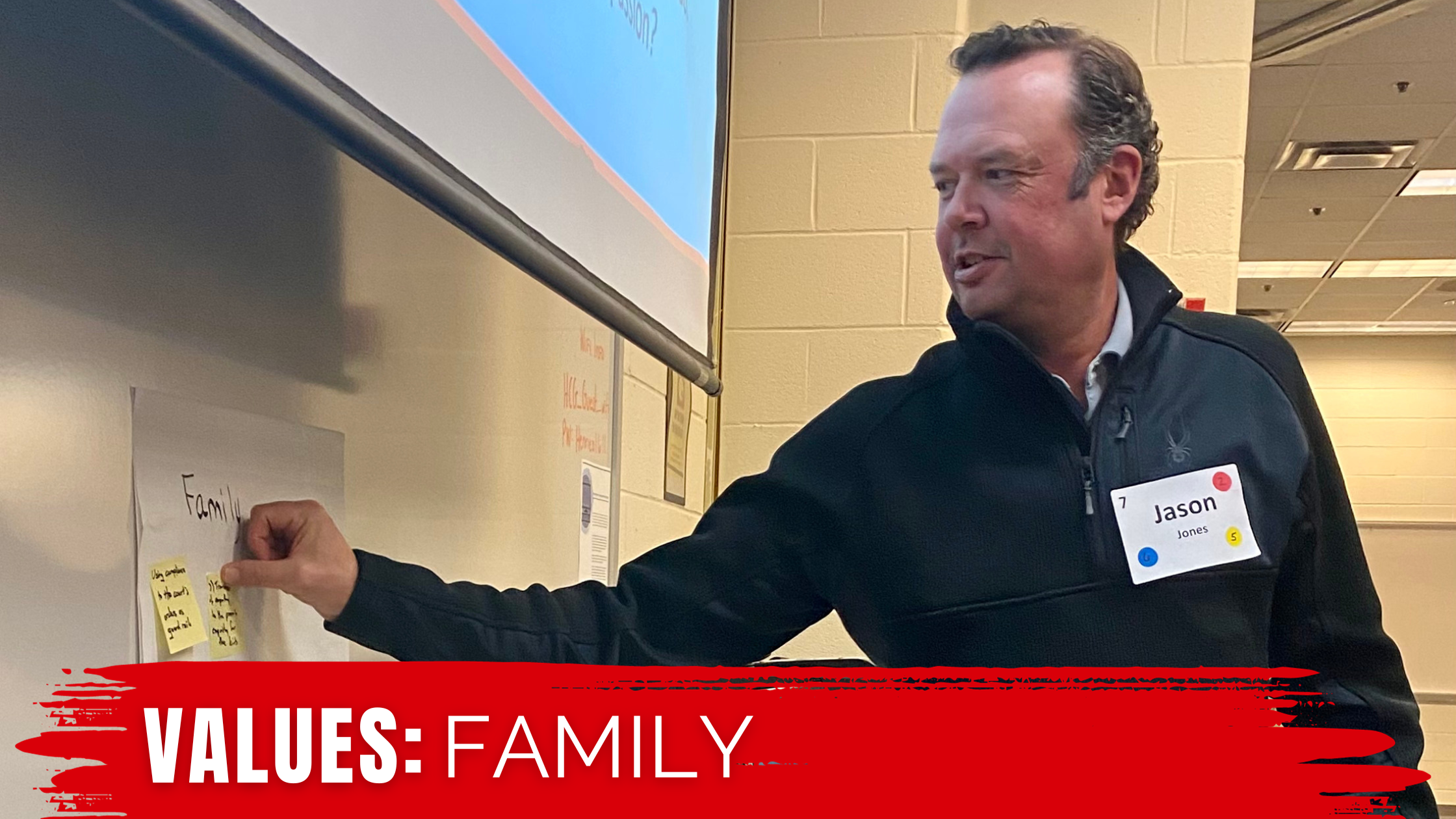Person writing on a sticky note