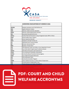 Court and Child Welfare Acronyms