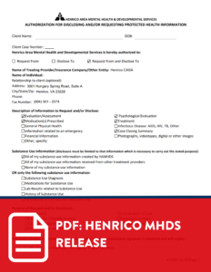 Henrico MHDS release form