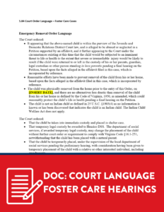 Court Language Foster Care Hearings