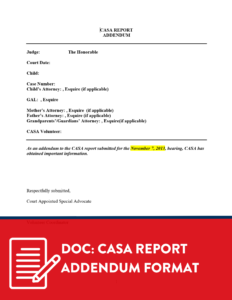 CASA report addendum format