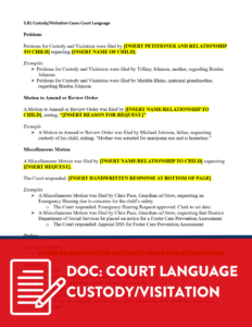 Court Language Custody / Visitation