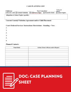 case planning sheet